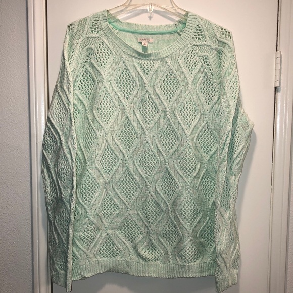 NWOT women’s cable knit sweater Sonoma size large. Mint green